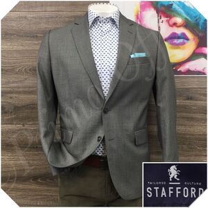 STAFFORD Mens Blazer Sport Coat Casual Jacket Size 42R‎ Wool Suit Tailored